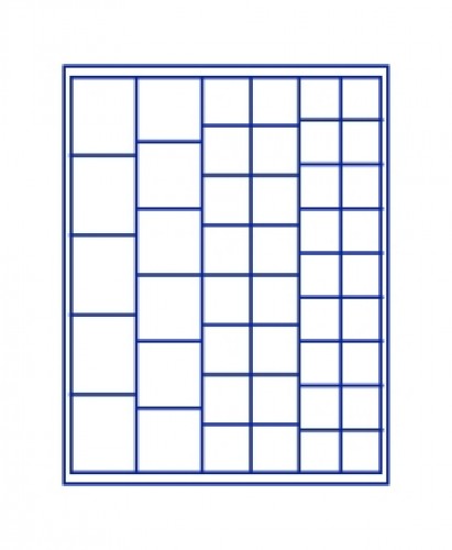 Münzenbox Marineblau (quadratische Vertiefungen) versch. Ø