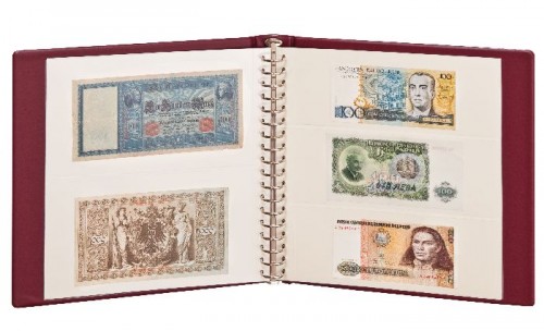 Banknoten-Album Weinrot inklusiv Blätter