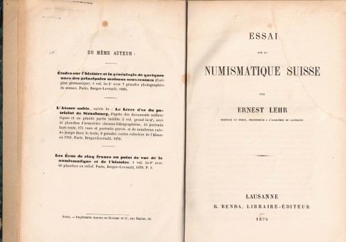 Essai sur la Numismatique Suisse (antiquarisch)
