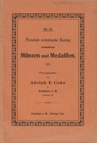 Katalog verkäuflicher Münzen und Medaillen 1911 (antiquarisch)