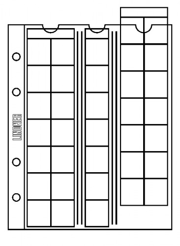 Münzenblätter universal für 35 Münzen bis 27 mm Ø