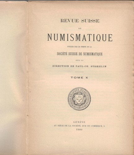 Revue Suisse de Numismatique 1900 (antiquarisch)