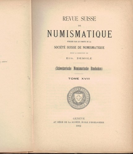 Revue Suisse de Numismatique 1912 (antiquarisch)