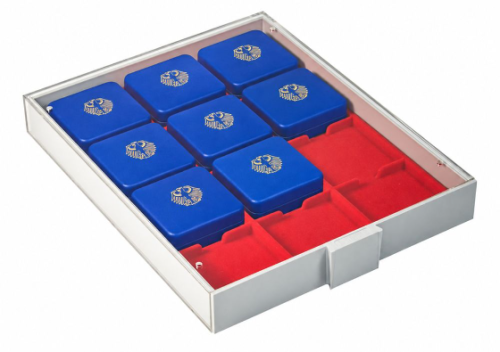 Sammelbox Standard für 12 Originaletuis für 20 Euro und 100 Euro-Goldmünzen