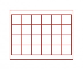 NERA Münzkasette M mit Fenster mit quadratischen Einlagen hellrot / 38 mm