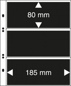 Multi collect Blätter mit 3 Taschen (185 x 80 mm), glasklar mit schwarzen Folieneinlegestreifen